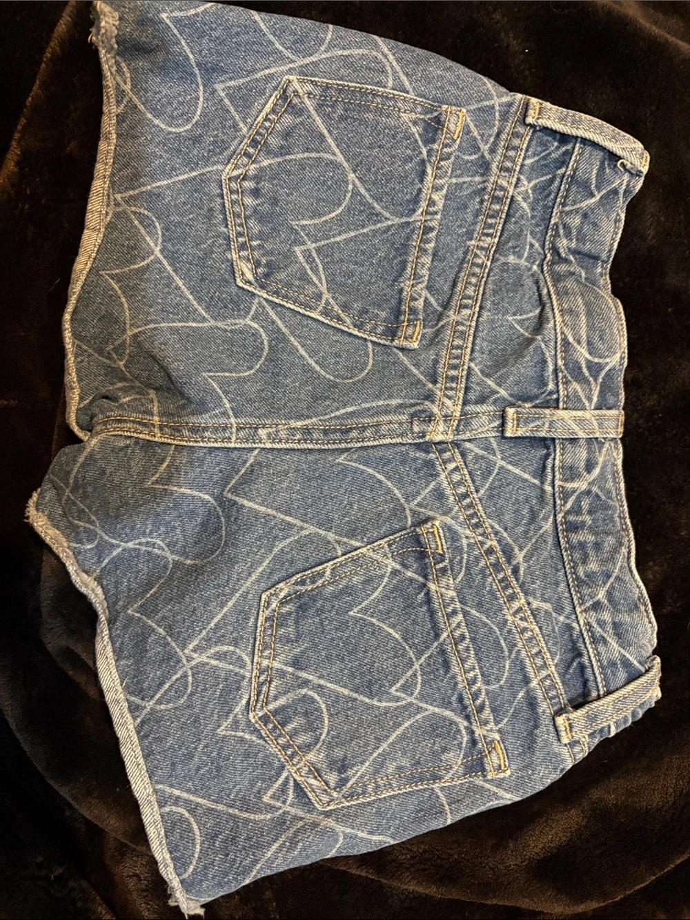 Old Navy Blue Denim Heart Print Kids Shorts